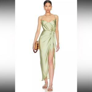 RTR Baobab Selma Grape Green Sleeveless Sarong Wrap Midi Dress Sz XS